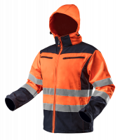 Kurtka robocza ostrzegawcza softshell z kapturem, pomarańczowa