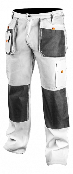 Spodnie robocze, białe, rozmiar L/52