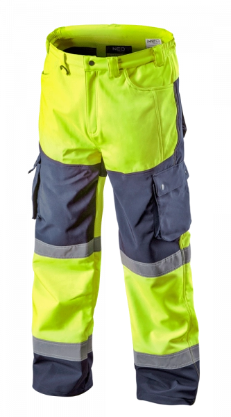Spodnie robocze ostrzegawcze softshell, żółte, rozmiar M