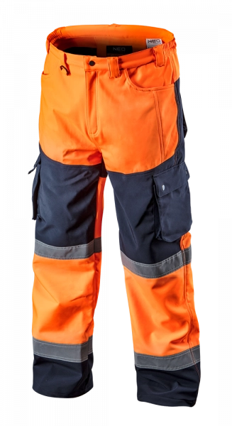 Spodnie robocze ostrzegawcze softshell, pomarańczowe, rozmiar L