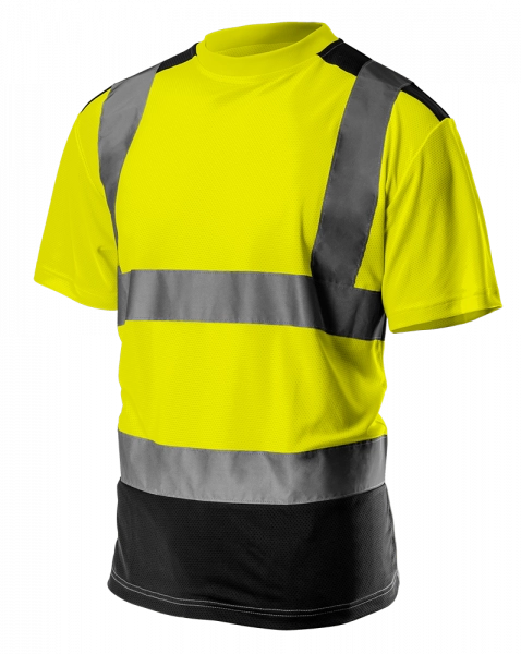 T-shirt ostrzegawczy, ciemny dół, żółty, rozmiar L