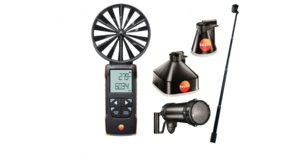 Testo 417 zestaw 2 - Anemometr wiatraczkowy z teleskopem, rękawami pomiarowymi i prostownicą strumienia objętościowego